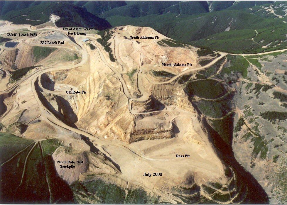 Aerial view of Landusky Mine July 2000