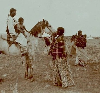 Greeting family on a horse