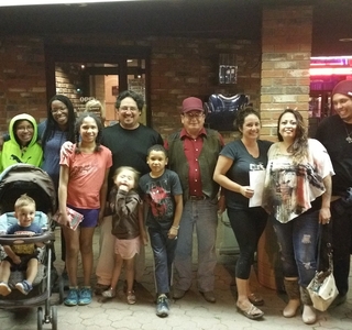 Group photo - standing outside the restaurant