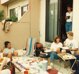 Supporters at an outdoor potluck planning meeting in Boulder, CO