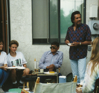 Supporters at an outdoor potluck planning meeting in Boulder, CO