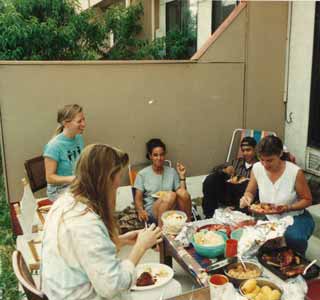 Supporters at an outdoor potluck planning meeting in Boulder, CO